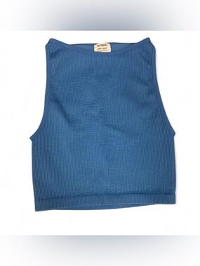 Blue Ribbed Tank Top